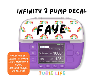 Feeding Pump Sticker Tubie Life for Fresenius Amika, Abbott Freego, Nutrica Infinity and Infinity 3 - rainbow