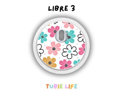 Diabetes Device Decals stickers for Libre 2, Dexcom G6, Medtronic minimed, omnipod, t-slim, Libre 3 pastel flowers