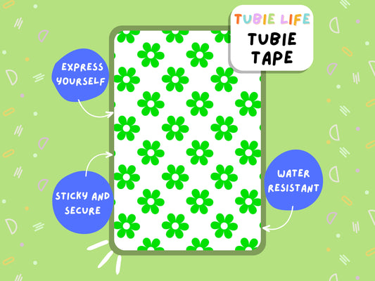 TUBIE TAPE Tubie Life green flower ng tube tape for feeding tubes and other tubing Full Sheet
