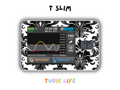 Diabetes Device Decals stickers for Libre 2, Dexcom G6, Medtronic minimed, omnipod, t-slim, Libre 3 black and white pattern