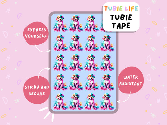 TUBIE TAPE Tubie Life watercolour dog ng tube tape for feeding tubes and other tubing Full Sheet