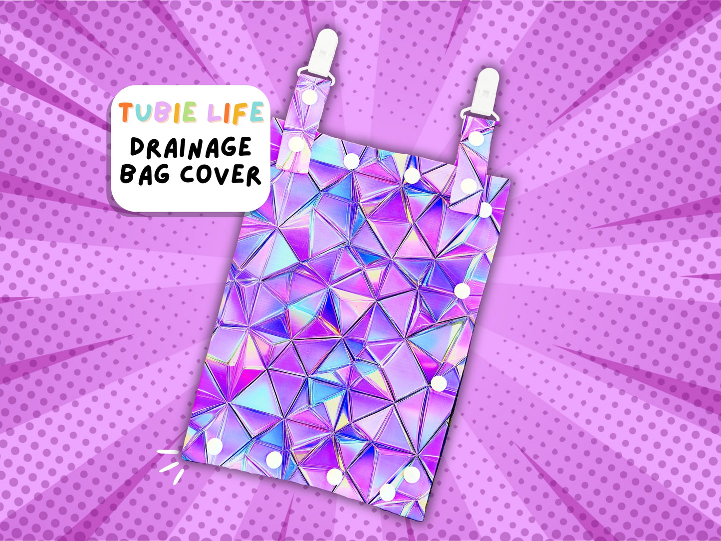 Drainage Bag Cover Tubie Life Catheter cover purple triangles