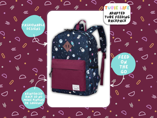 Burgundy Pocket Astronaut Tubie Life Adapted Backpack Large Kids