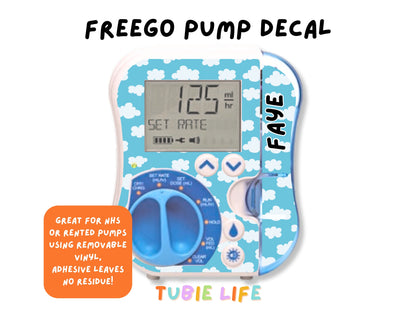 Feeding Pump Sticker Tubie Life for Fresenius Amika, Abbott Freego, Nutrica Infinity and Infinity 3 - Blue clouds