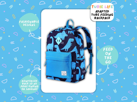 Blue Pocket Dino Tubie Life Adapted Backpack Large Kids