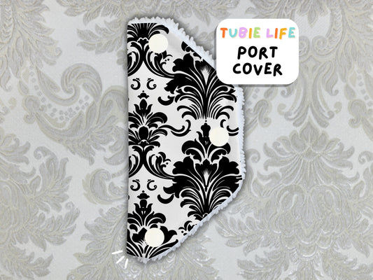 Port Cover Tubie Life Tubie Cover connector cover Black and white pattern