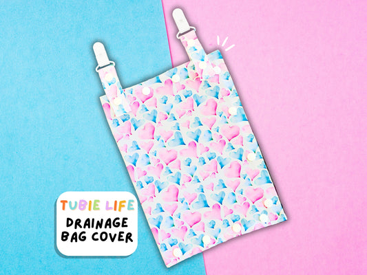 Drainage Bag Cover Tubie Life Catheter cover pink and blue hearts