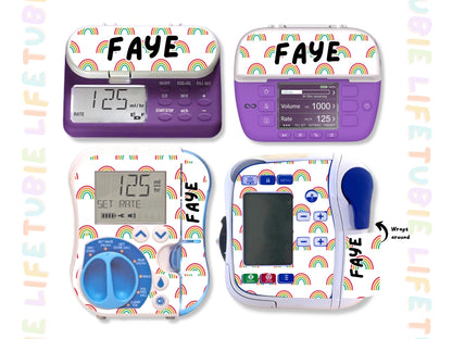 Feeding Pump Sticker Tubie Life for Fresenius Amika, Abbott Freego, Nutrica Infinity and Infinity 3 - rainbow