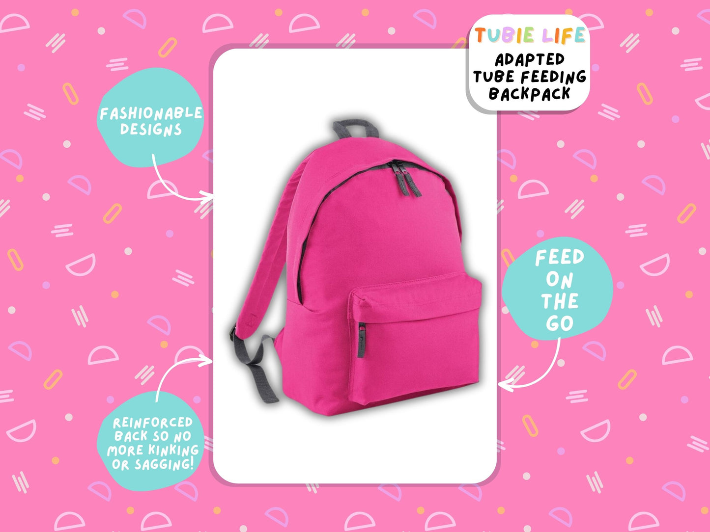 Fuchsia Tubie Life Adapted Backpack Essentials