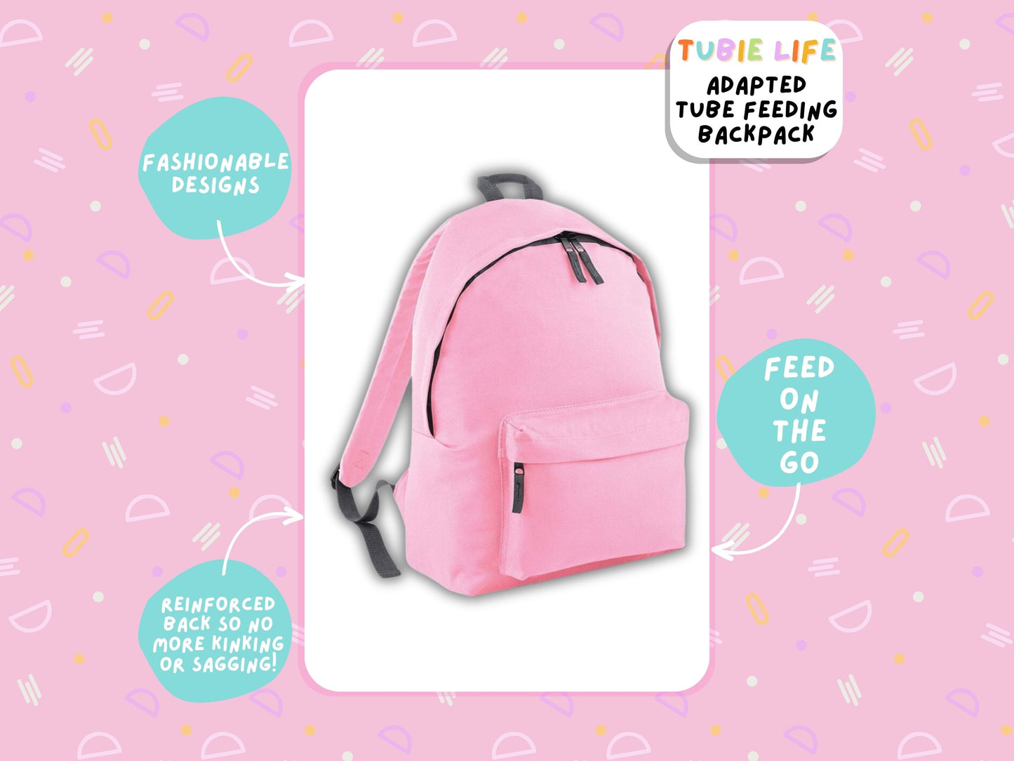 Light Pink Tubie Life Adapted Backpack Essentials