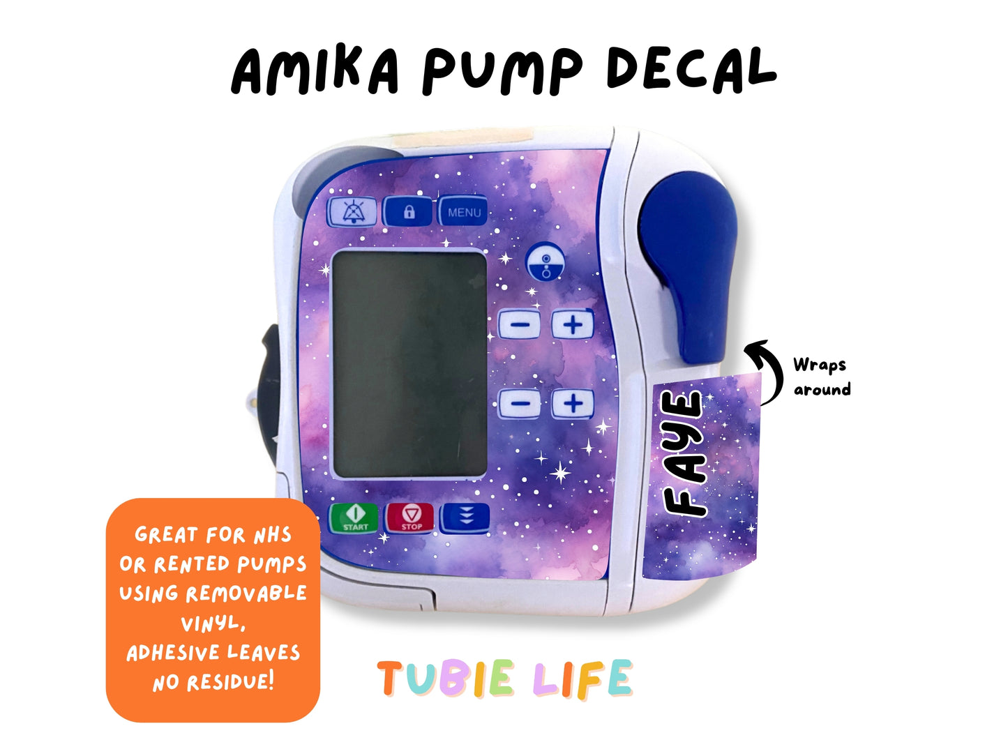 Feeding Pump Sticker Tubie Life for Fresenius Amika, Abbott Freego, Nutrica Infinity and Infinity 3 - purple galaxy