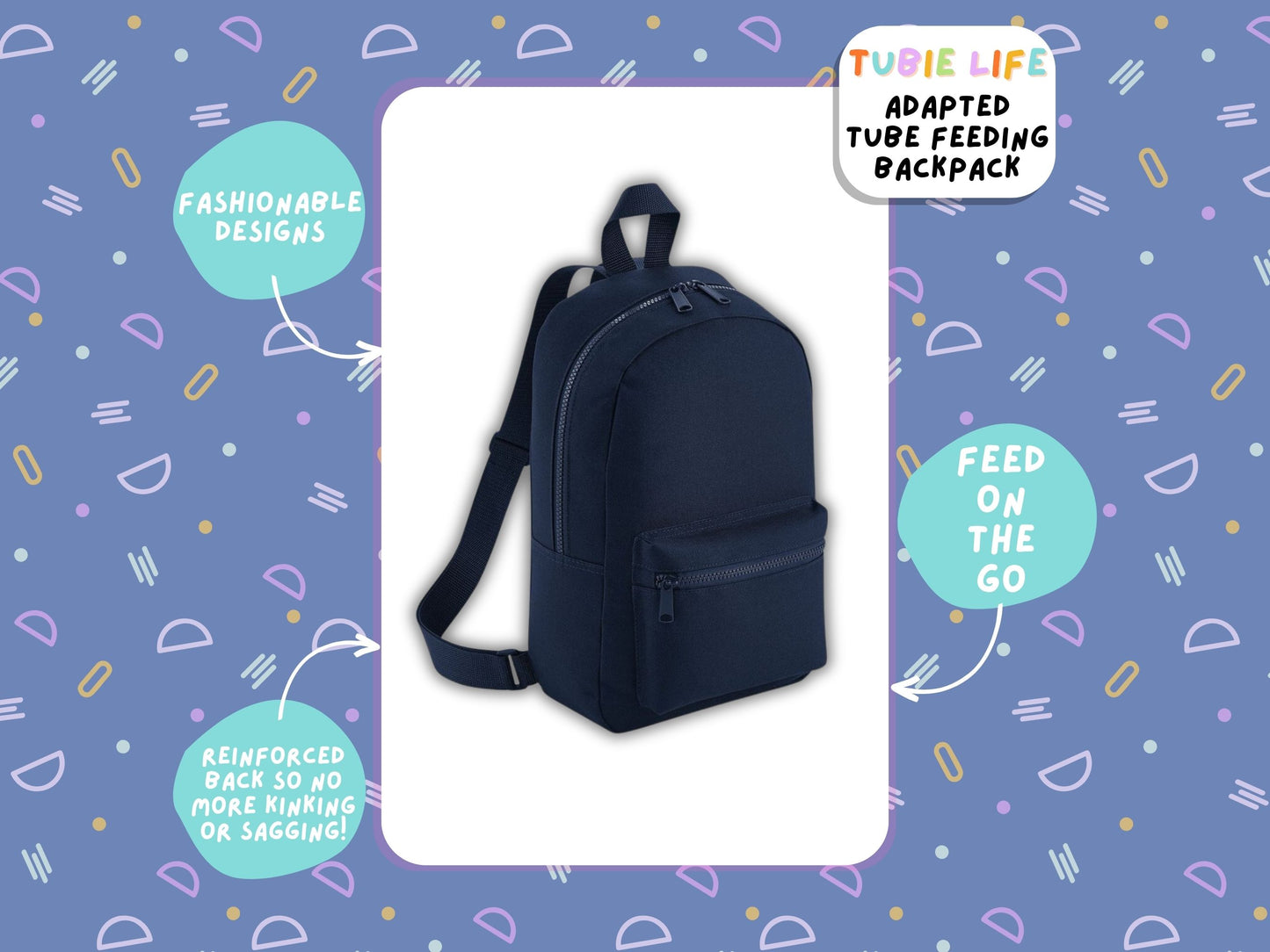 Mini Navy Tubie Life Adapted Backpack Essentials