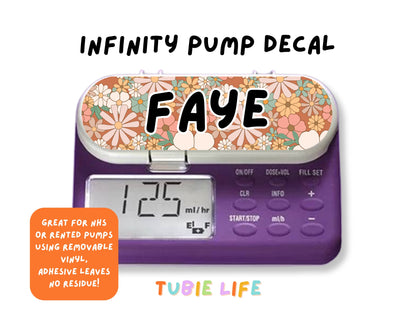 Feeding Pump Sticker Tubie Life for Fresenius Amika, Abbott Freego, Nutrica Infinity and Infinity 3 - boho flowers