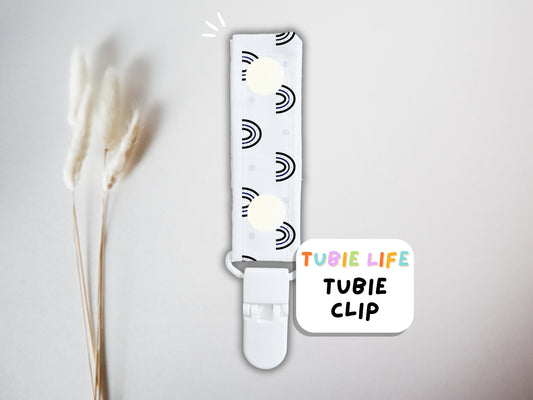 Tubie Clip Tubie Life Line Clip Black and white rainbow