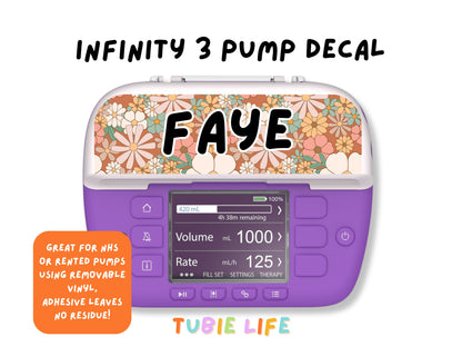 Feeding Pump Sticker Tubie Life for Fresenius Amika, Abbott Freego, Nutrica Infinity and Infinity 3 - boho flowers