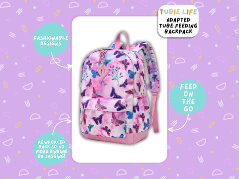 Pink Butterfly Tubie Life Adapted Backpack Large Kids