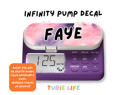 Feeding Pump Sticker Tubie Life for Fresenius Amika, Abbott Freego, Nutrica Infinity and Infinity 3 - Pink clouds