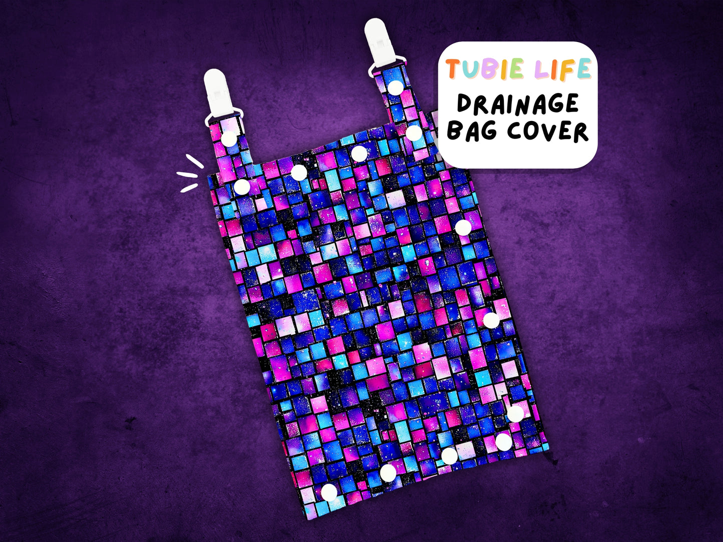 Drainage Bag Cover Tubie Life Catheter cover purple squares