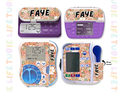 Feeding Pump Sticker Tubie Life for Fresenius Amika, Abbott Freego, Nutrica Infinity and Infinity 3 - boho flowers