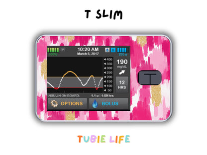 Diabetes Device Decals stickers for Libre 2, Dexcom G6, Medtronic minimed, omnipod, t-slim, Libre 3 pink and gold