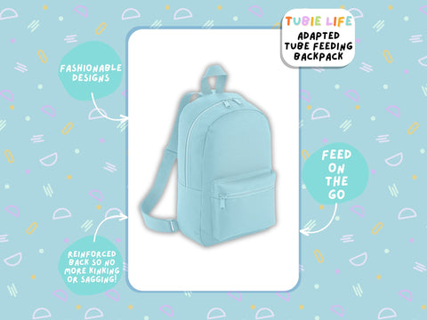 Mini Light Blue Tubie Life Adapted Backpack Essentials