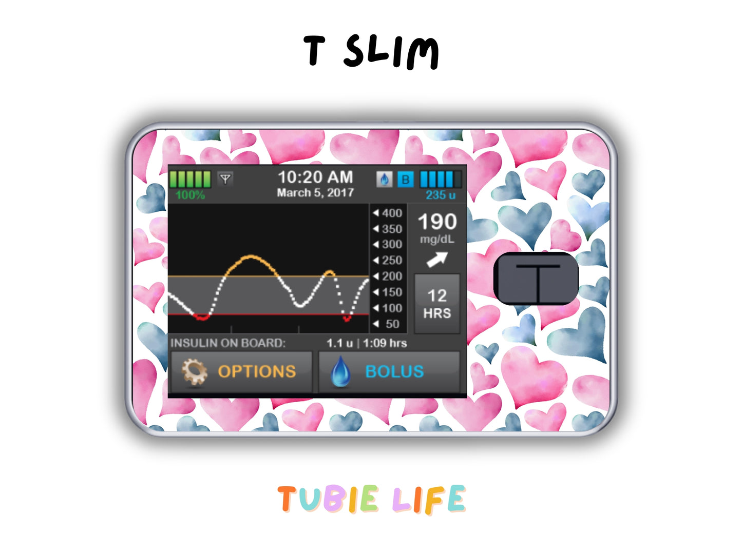 Diabetes Device Decals stickers for Libre 2, Dexcom G6, Medtronic minimed, omnipod, t-slim, Libre 3 pink and blue hearts