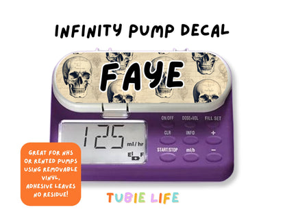 Feeding Pump Sticker Tubie Life for Fresenius Amika, Abbott Freego, Nutrica Infinity and Infinity 3 - Skulls