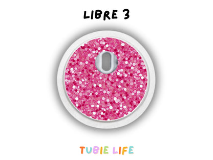 Diabetes Device Decals stickers for Libre 2, Dexcom G6, Medtronic minimed, omnipod, t-slim, Libre 3 pink glitter effect