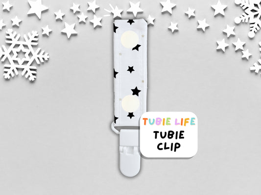 Tubie Clip Tubie Life Line Clip Black and white stars