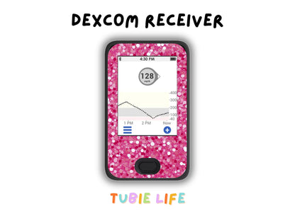 Diabetes Device Decals stickers for Libre 2, Dexcom G6, Medtronic minimed, omnipod, t-slim, Libre 3 pink glitter effect