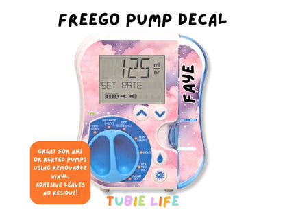 Feeding Pump Sticker Tubie Life for Fresenius Amika, Abbott Freego, Nutrica Infinity and Infinity 3 - Pink clouds