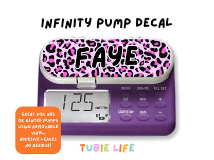 Feeding Pump Sticker Tubie Life for Fresenius Amika, Abbott Freego, Nutrica Infinity and Infinity 3 - pink leopard