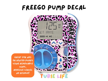 Feeding Pump Sticker Tubie Life for Fresenius Amika, Abbott Freego, Nutrica Infinity and Infinity 3 - pink leopard