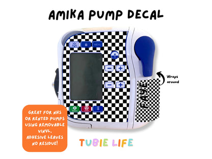 Feeding Pump Sticker Tubie Life for Fresenius Amika, Abbott Freego, Nutrica Infinity and Infinity 3 - Black check