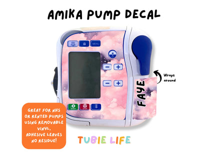 Feeding Pump Sticker Tubie Life for Fresenius Amika, Abbott Freego, Nutrica Infinity and Infinity 3 - Pink clouds