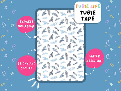 TUBIE TAPE Tubie Life ng tube tape for feeding tubes and other tubing Full Sheet black and blue leaf