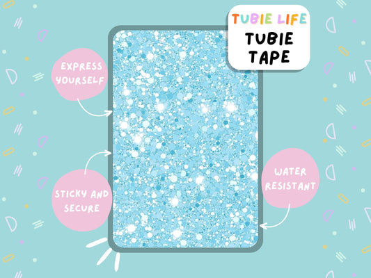 TUBIE TAPE Tubie Life ng tube tape for feeding tubes and other tubing blue glitter effect