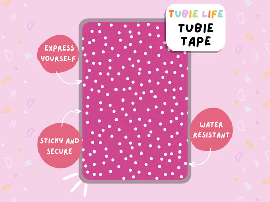 TUBIE TAPE Tubie Life ng tube tape for feeding tubes and other tubing deep pink polka