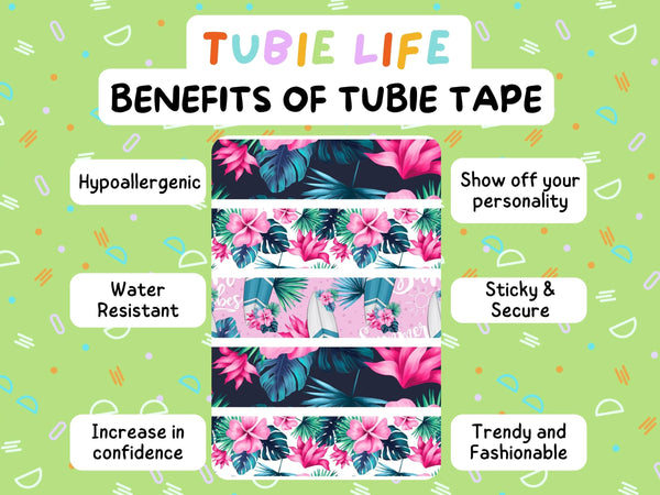 TUBIE TAPE Tubie Life rainbow flower ng tube tape for feeding tubes and other tubing Full Sheet