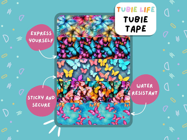 TUBIE TAPE Tubie Life bright butterfly ng tube tape for feeding tubes and other tubing