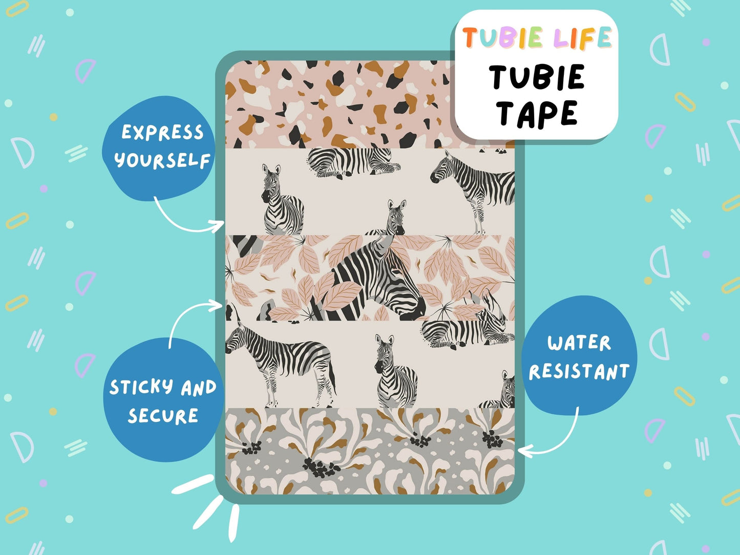 TUBIE TAPE Tubie Life zebra ng tube tape for feeding tubes and other tubing