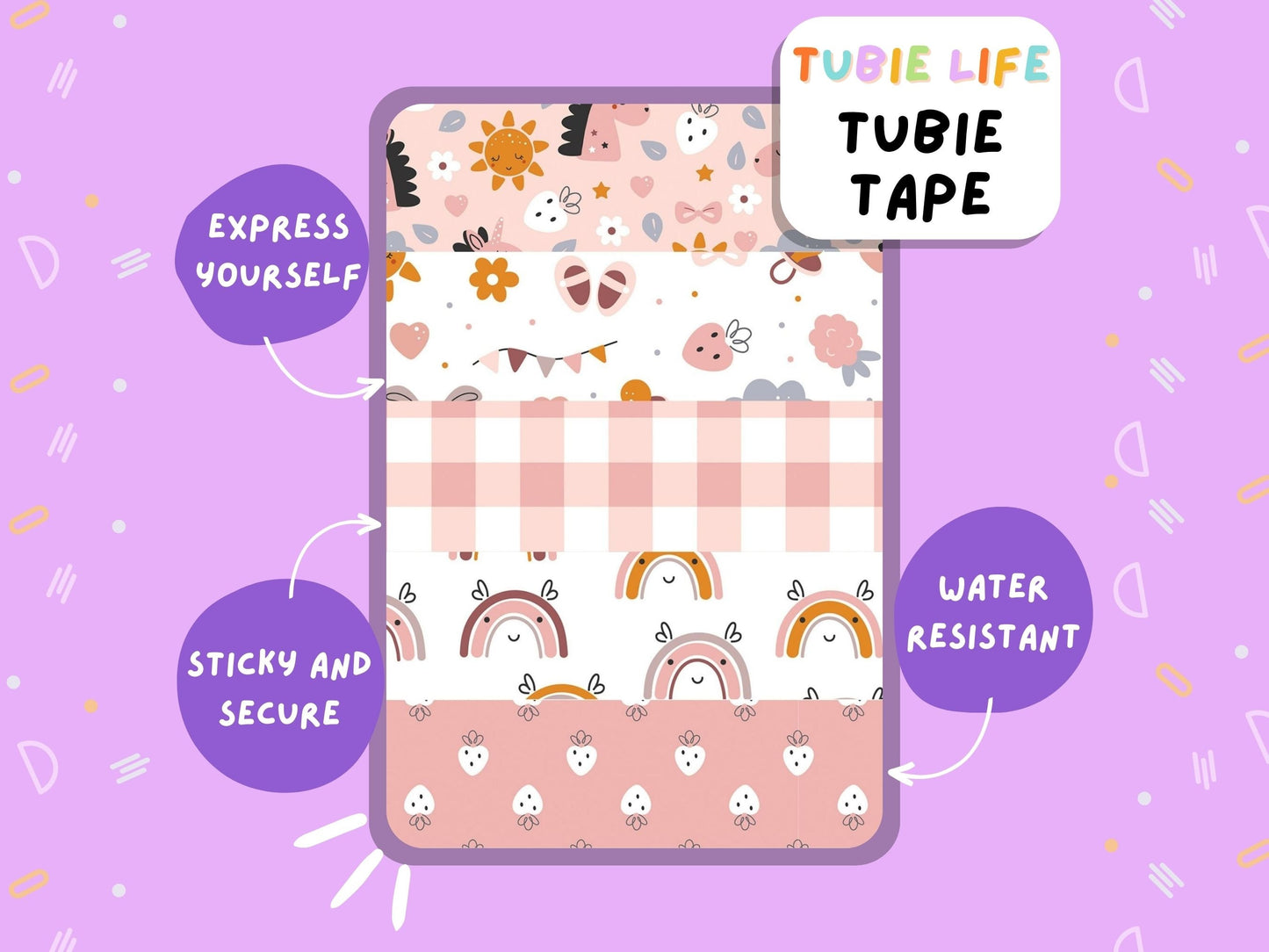 TUBIE TAPE Tubie Life pink unicorn ng tube tape for feeding tubes and other tubing