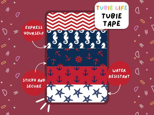 TUBIE TAPE Tubie Life nautical ng tube tape for feeding tubes and other tubing