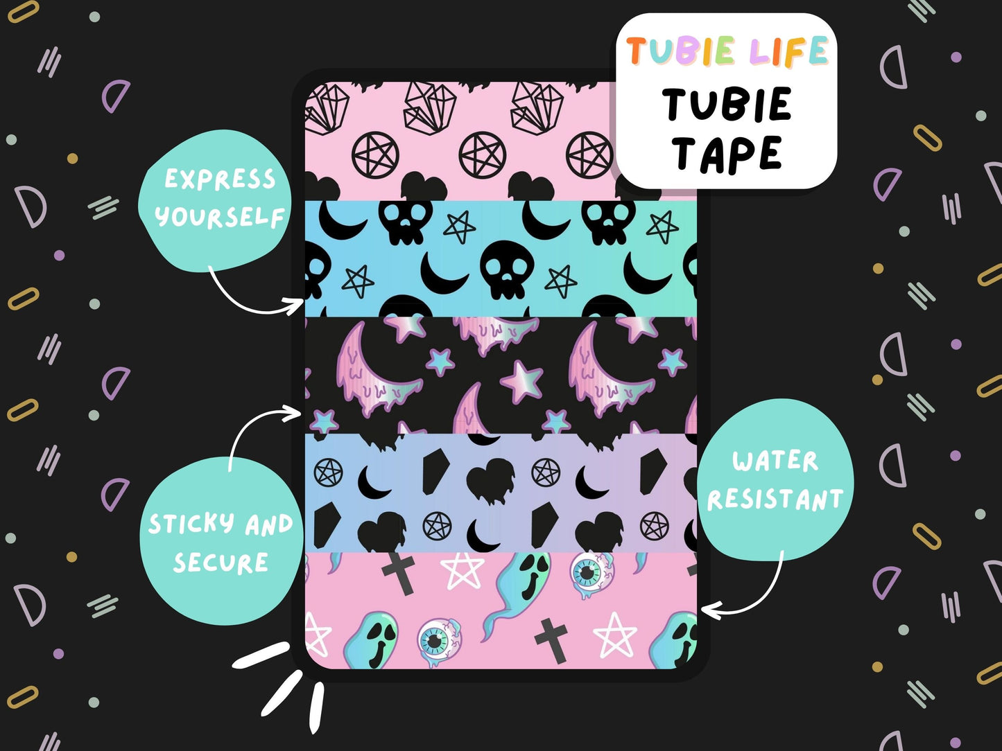 TUBIE TAPE Tubie Life pastel goth ng tube tape for feeding tubes and other tubing