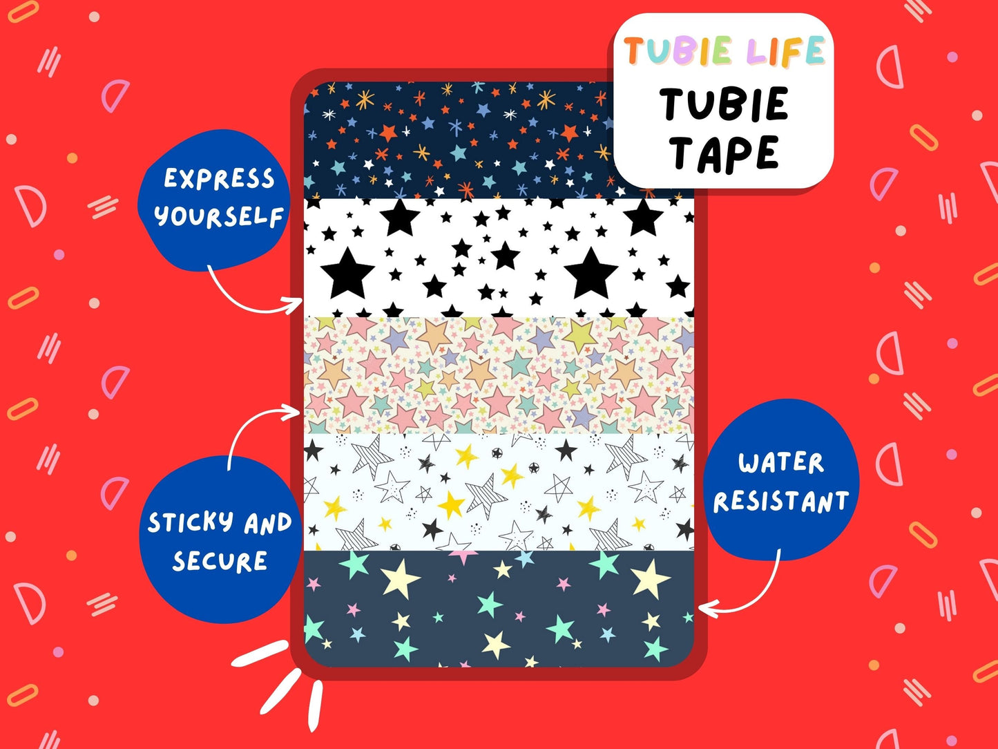 TUBIE TAPE Tubie Life stars ng tube tape for feeding tubes and other tubing