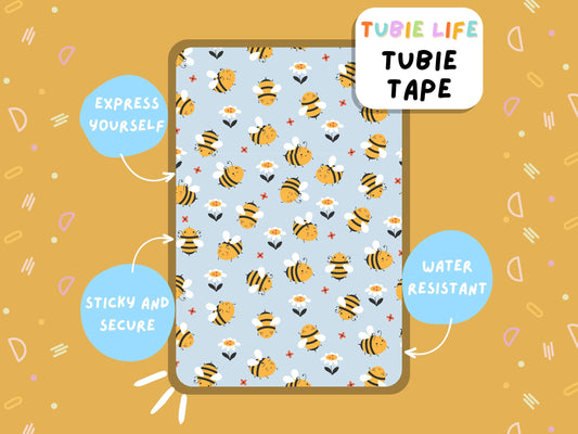 TUBIE TAPE Tubie Life blue bee ng tube tape for feeding tubes and other tubing Full Sheet