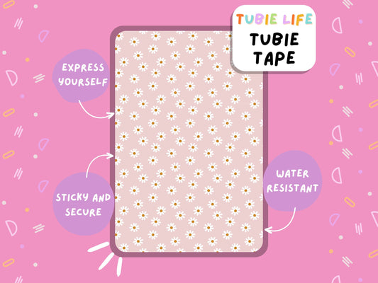 TUBIE TAPE Tubie Life pink daisy ng tube tape for feeding tubes and other tubing Full Sheet