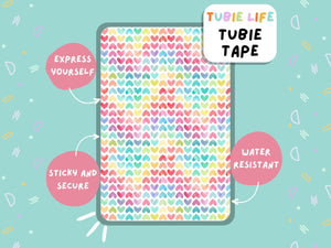 TUBIE TAPE Tubie Life watercolour heart ng tube tape for feeding tubes and other tubing Full Sheet