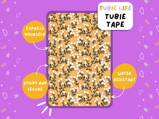 TUBIE TAPE Tubie Life mustard yellow flower ng tube tape for feeding tubes and other tubing Full Sheet