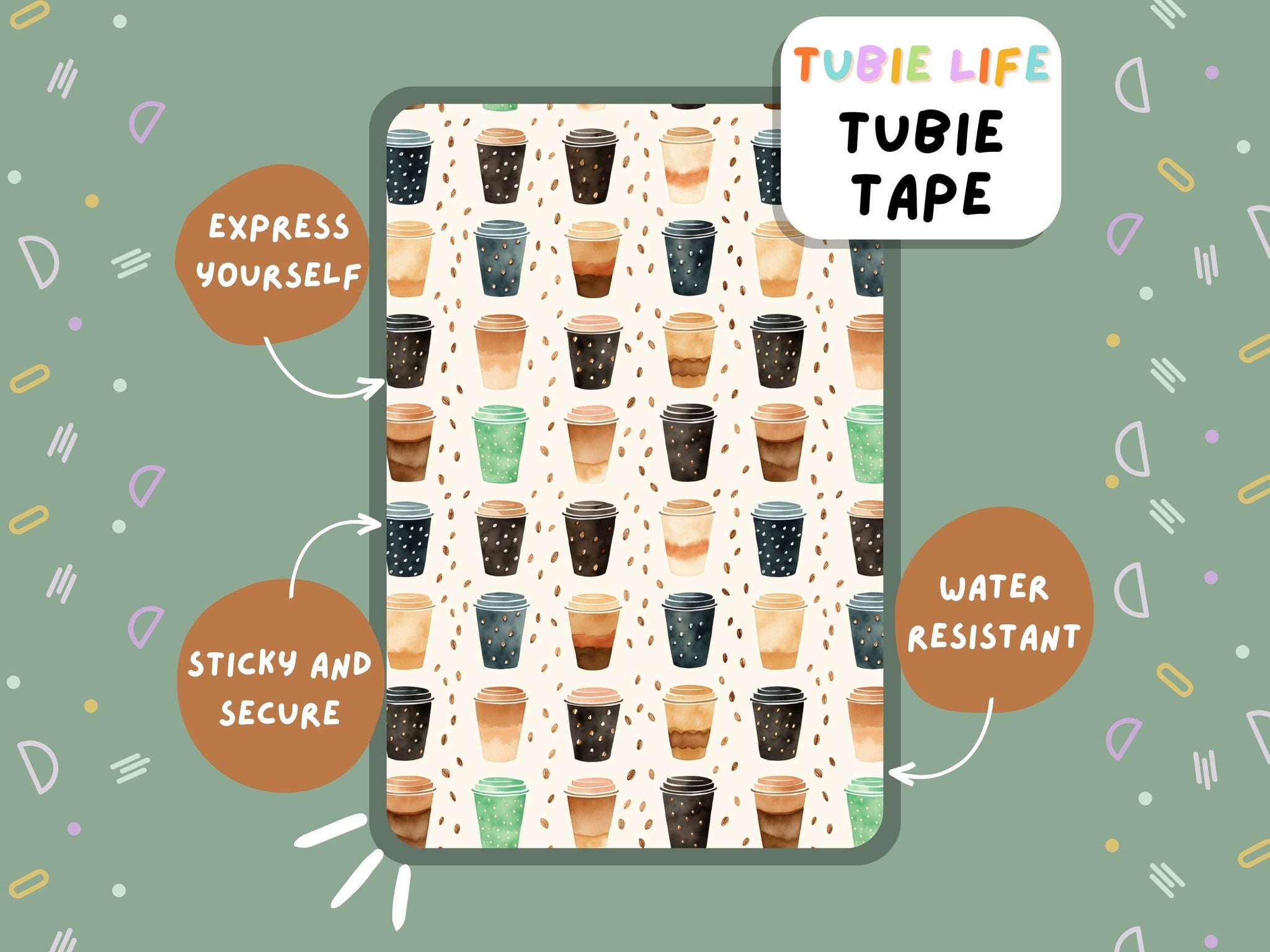 TUBIE TAPE Tubie Life coffee cups ng tube tape for feeding tubes and other tubing Full Sheet